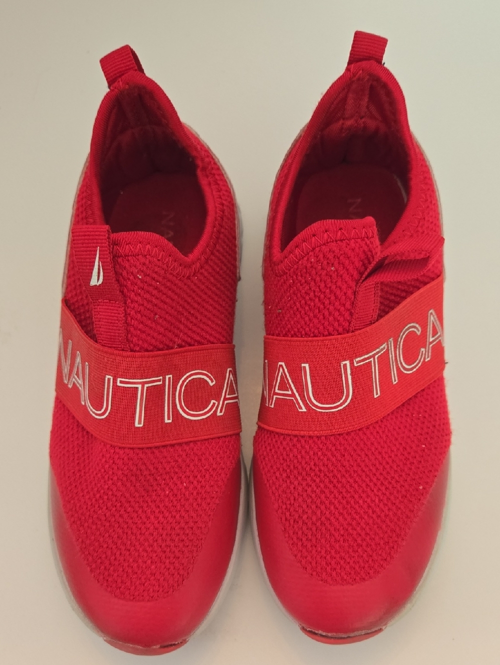 Nautica Red Slip-On Knit Athletic Shoe